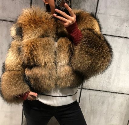 Cropped on sale fur bomber